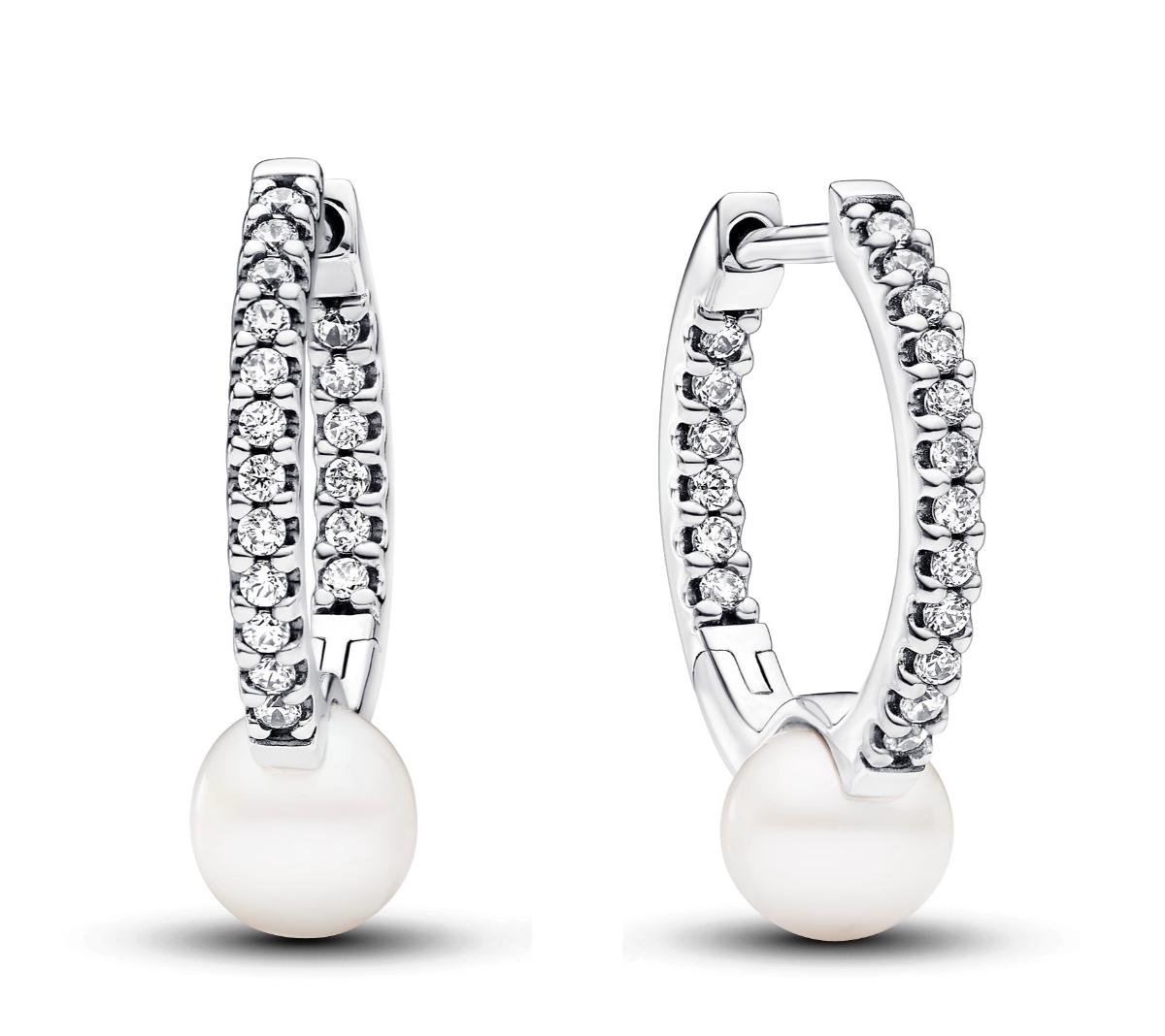 Pandora Timeless Sterling Silver pave hoop pärlhoops 293171C01