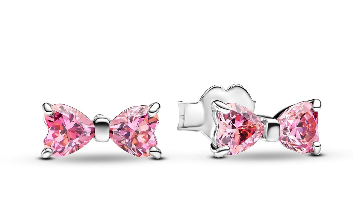 Pandora Timeless Bow örhänge pink cz 293505C01