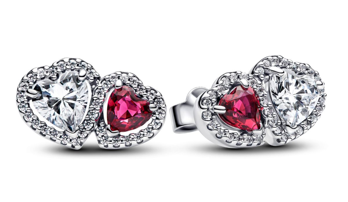 Pandora Classic Stone Halo hjärtörhängen 293633C01