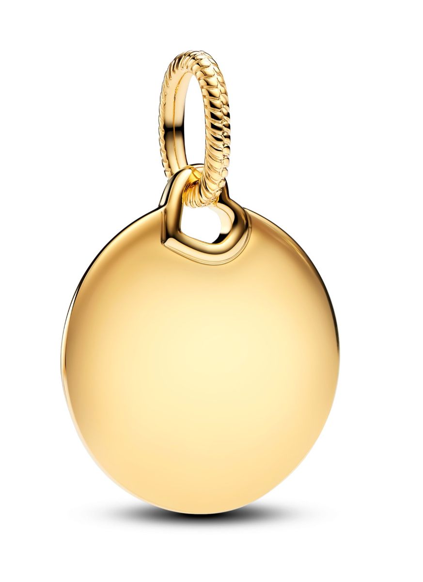 Pandora Moments Engravable round 14k gold-plated berlock 368610C00