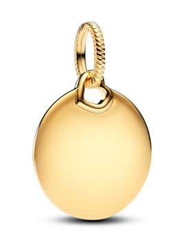 Pandora Moments Engravable round 14k gold-plated berlock 368610C00
