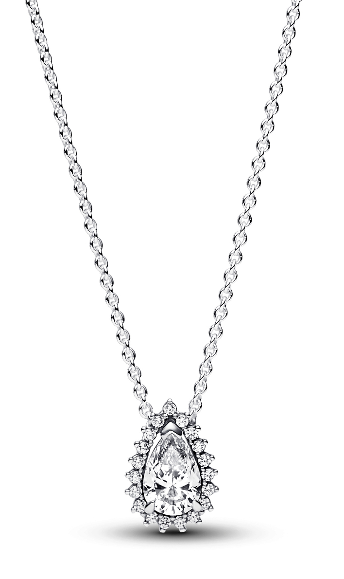 Pandora Timeless Sparkling Pear Halo Sterling silver halsband 392832C01-45