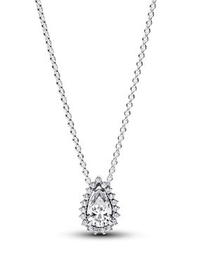Pandora Timeless Sparkling Pear Halo Sterling silver halsband 392832C01-45