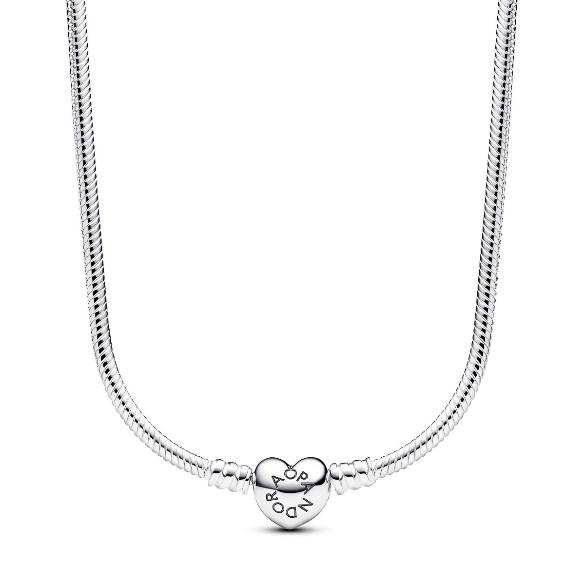 Pandora Moments Heart Clasp Snake Chain Necklace Sterling silver halsband 393091C00-45