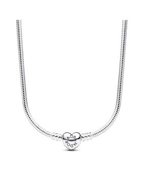 Pandora Moments Heart Clasp Snake Chain Necklace Sterling silver halsband 393091C00-45
