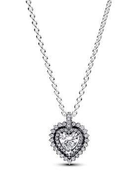 Pandora Timeless Sparkling Heart Halo Pendant Necklace Sterling silver halsband 393099C01-45