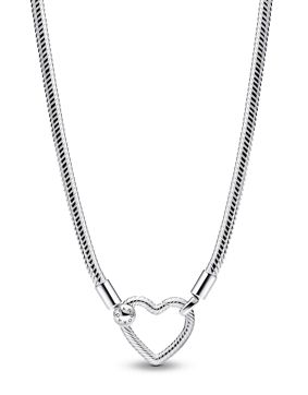 Pandora Moments Snake chain sterling silver halsband with heart clasp 393377C00-45