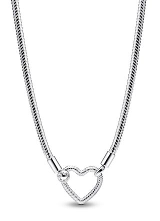 Pandora Moments Snake chain sterling silver halsband with heart clasp 393377C00-45