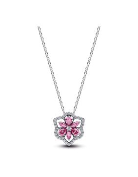 Pandora Timeless halsband i silver med rosa blomma 394576C01-45