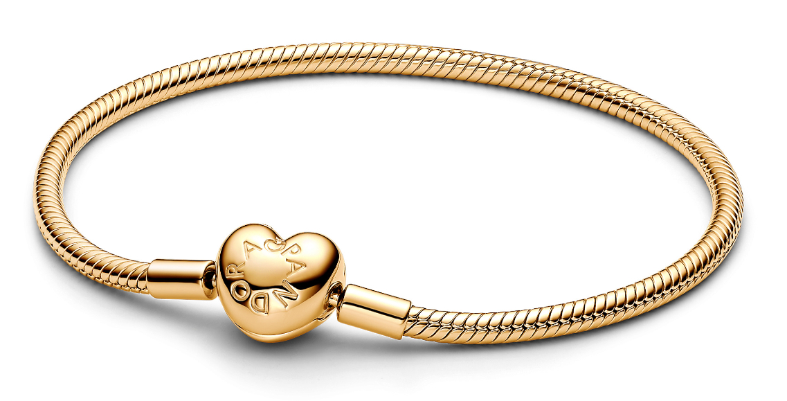 Pandora Moments guldpläterat armband med hjärtlås 563050C00-19