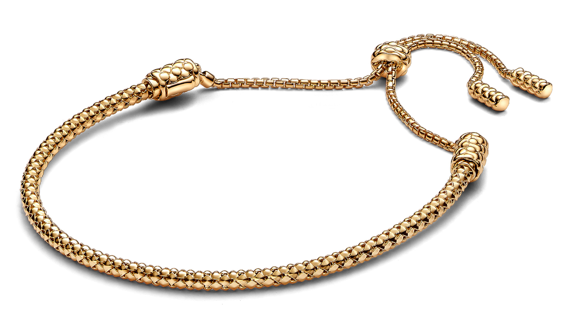 Pandora Moments Studded chain 14k gold-plated sliding armband 563090C00-2