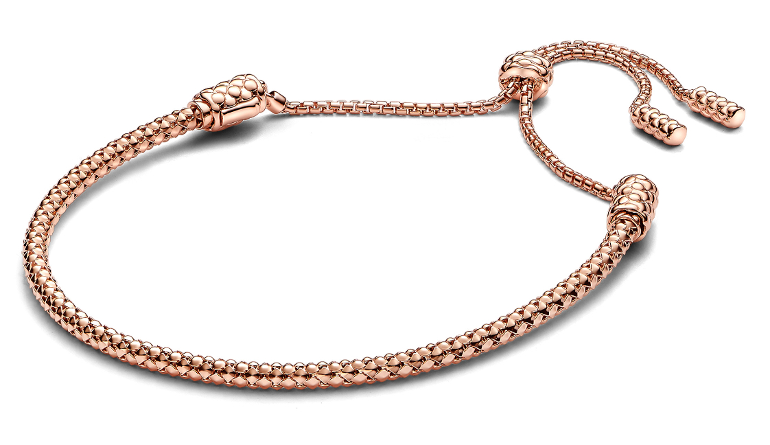 Pandora Moments Studded chain 14k rose gold-plated sliding armband 583090C00-2