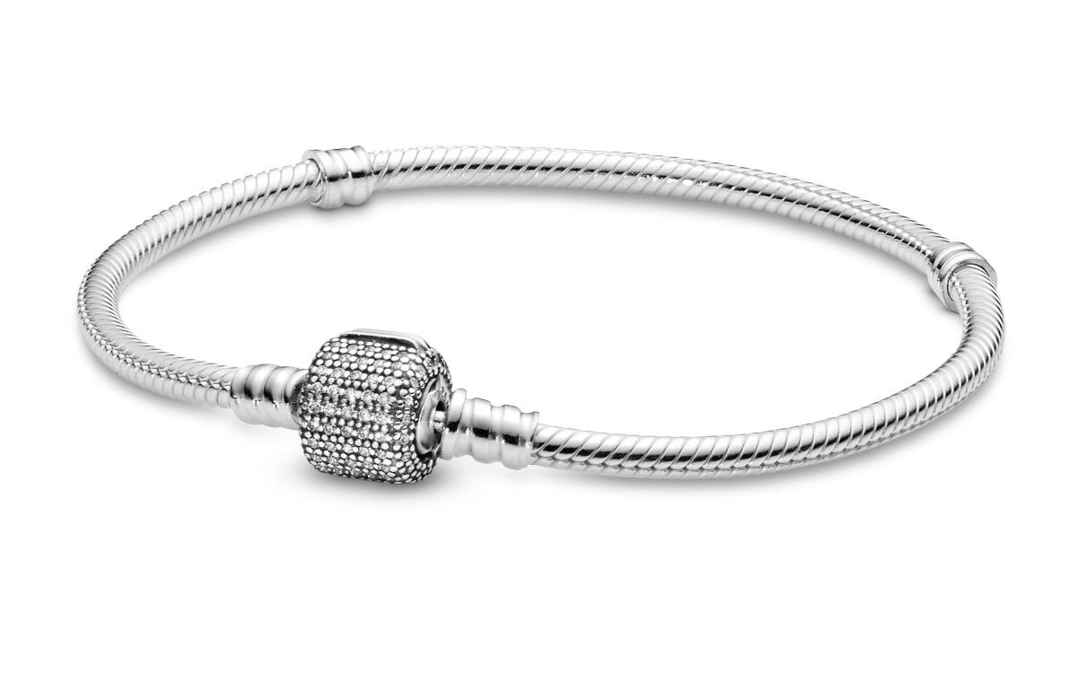 Pandora Moments Sparkling Pave Clasp Snake Chain armband 590723CZ