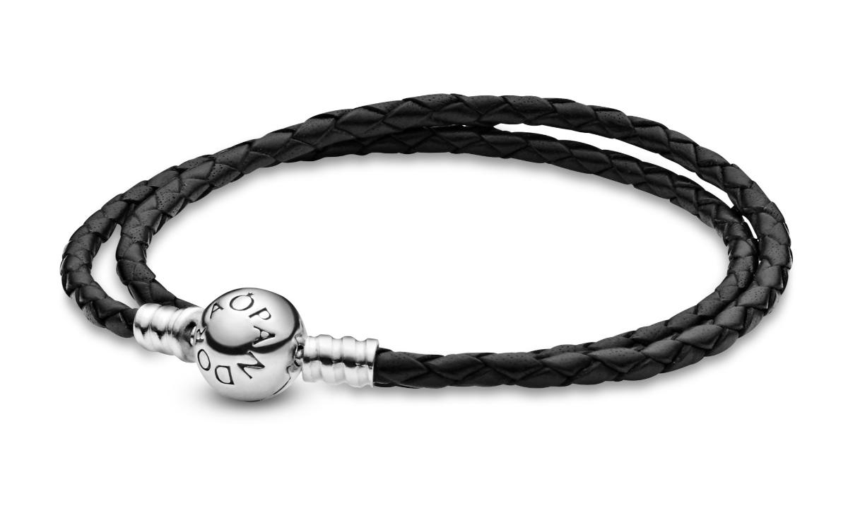 Pandora Moments Double Black Leather armband 590745CBK