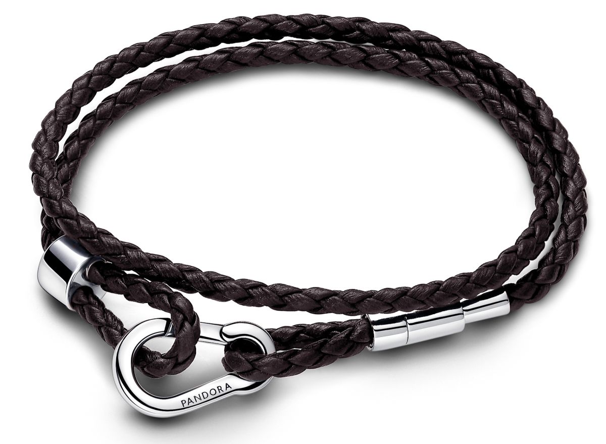 Pandora Moments Sterling silver Double brunt läderarmband 593338C01-D2