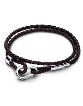 Pandora Moments Sterling silver Double brunt läderarmband 593338C01-D2