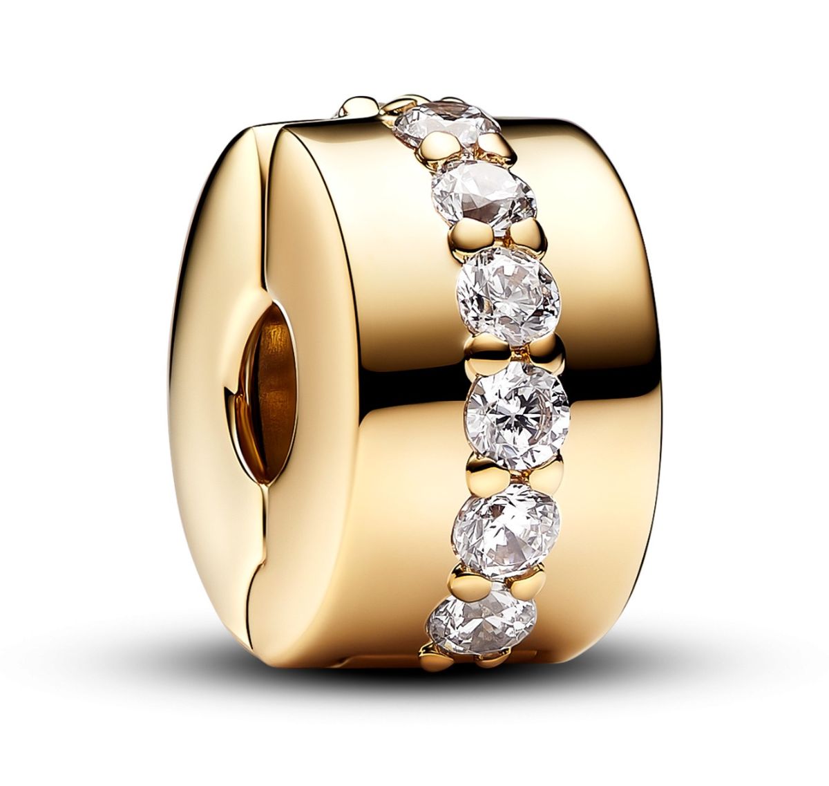 Pandora Moments 14k Gold-plated klämstopp with clear cubic zirconia 761972C01