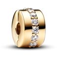 Pandora Moments 14k Gold-plated klämstopp with clear cubic zirconia 761972C01