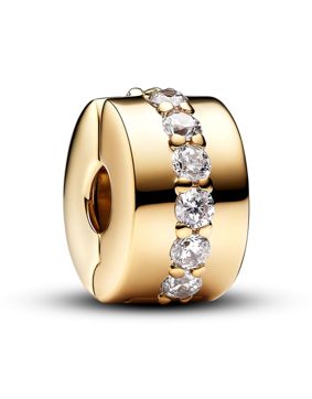 Pandora Moments 14k Gold-plated klämstopp with clear cubic zirconia 761972C01