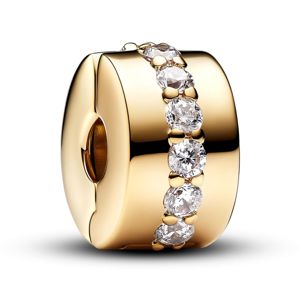 Pandora Moments 14k Gold-plated klämstopp with clear cubic zirconia 761972C01 main product photo