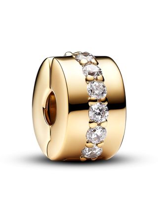Pandora Moments 14k Gold-plated klämstopp with clear cubic zirconia 761972C01