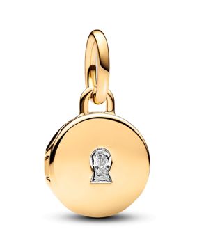 Pandora Moments Openable & Engravable Love Locket Dangle Charm 14k Gold-plated berlock 763066C01