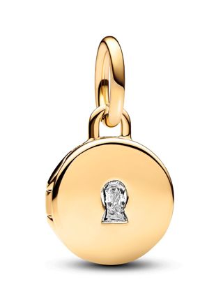 Pandora Moments Openable & Engravable Love Locket Dangle Charm 14k Gold-plated berlock 763066C01