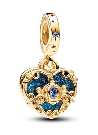 Pandora Disney x Pandora Cinderella’s Carriage & Heart Double Dangle Charm 14k Gold-plated berlock 763072C01