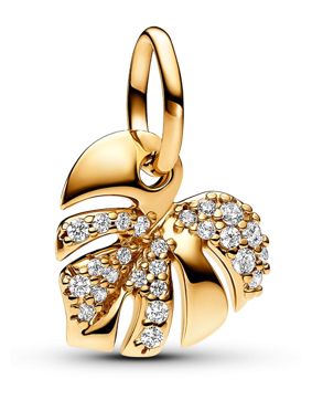 Pandora Moments 14k Gold-plated Cubic Zirconia Clear Sparkling Monstera Leaf berlock 763349C01