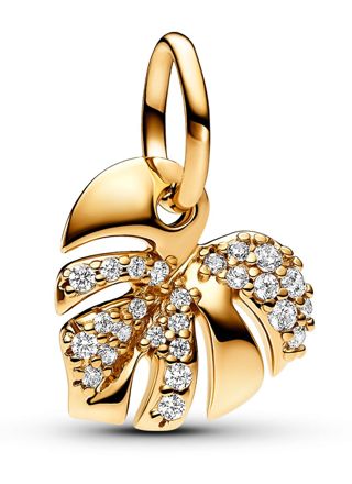 Pandora Moments 14k Gold-plated Cubic Zirconia Clear Sparkling Monstera Leaf berlock 763349C01