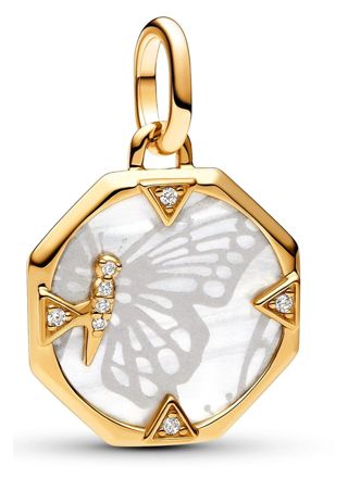 Pandora ME Butterfly Medallion Charm 14k Gold-plated Mixed stone Clear berlock 763366C01