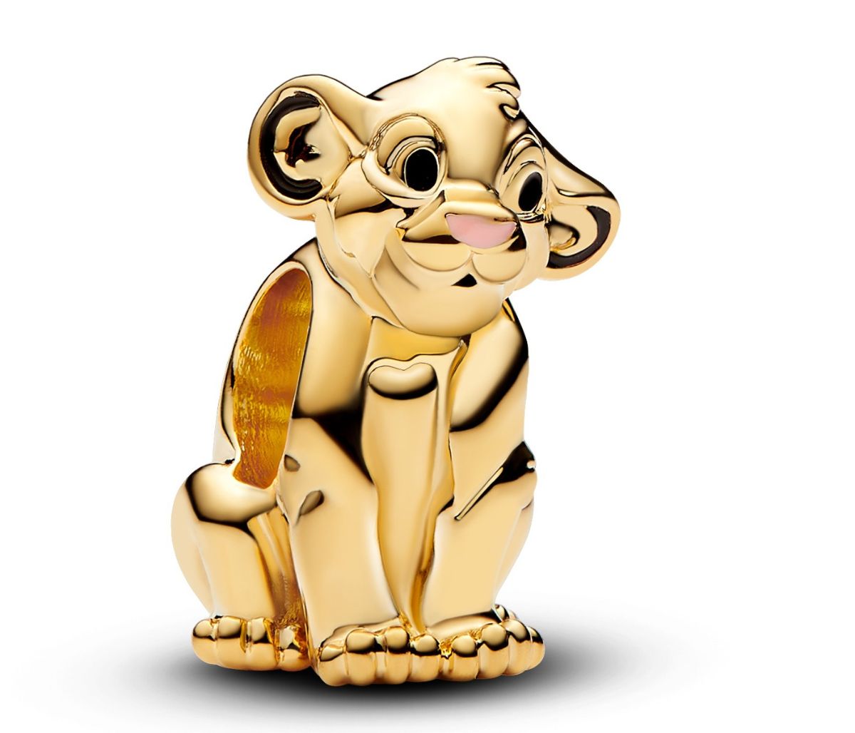 Pandora Disney x Pandora The Lion King Simba Charm 14k Gold-plated Enamel Black berlock 763376C01