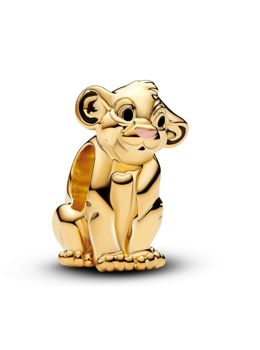 Pandora Disney x Pandora The Lion King Simba Charm 14k Gold-plated Enamel Black berlock 763376C01