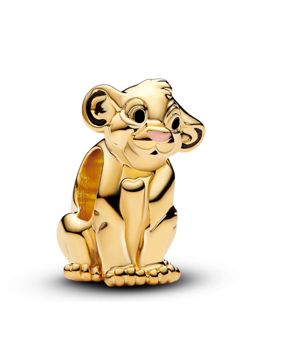 Pandora Disney x Pandora The Lion King Simba Charm 14k Gold-plated Enamel Black berlock 763376C01
