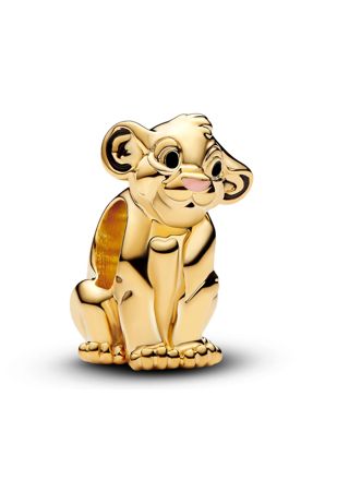 Pandora Disney x Pandora The Lion King Simba Charm 14k Gold-plated Enamel Black berlock 763376C01