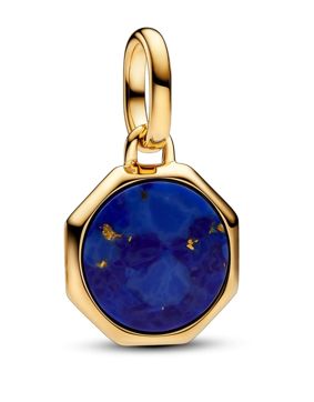Pandora ME Engravable octagonal 14k gold-plated mini medaljongen with man-made imitation of lapis lazuli 763388C01