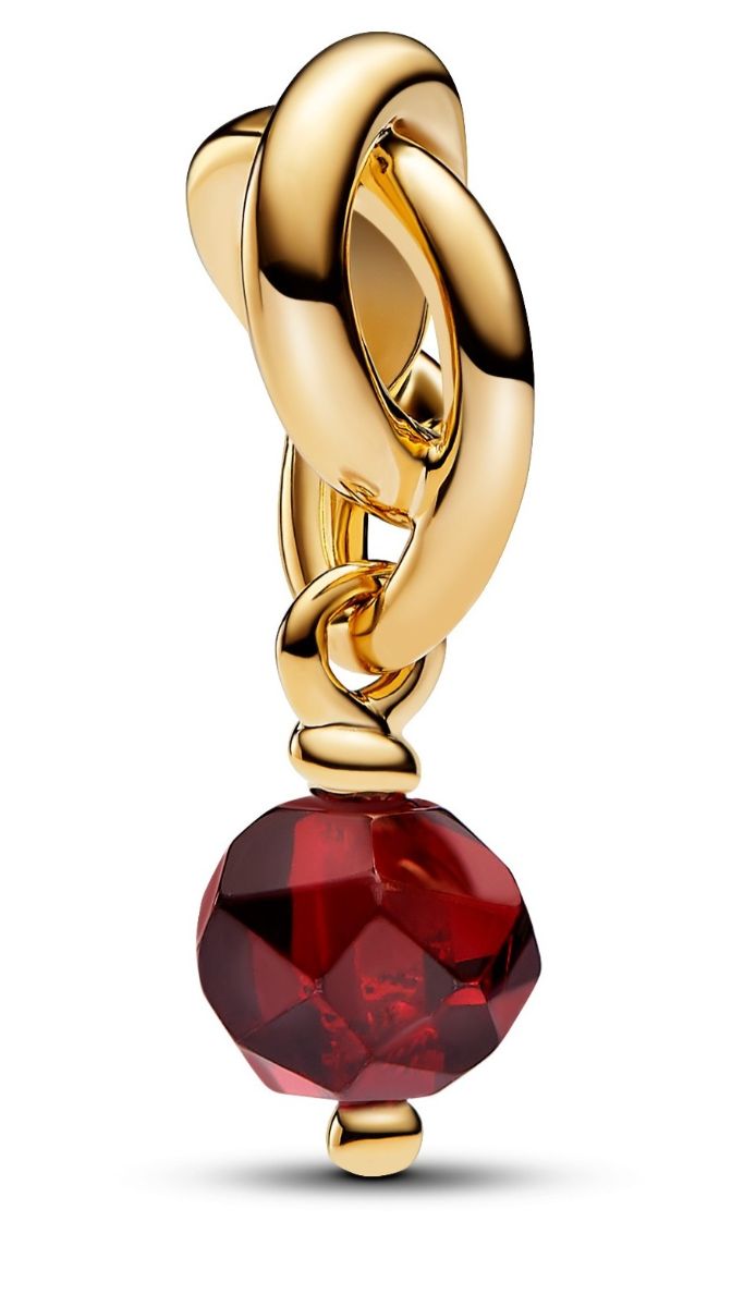 Pandora Moments 14k Gold-plated berlock with salsa red crystal 763462C01