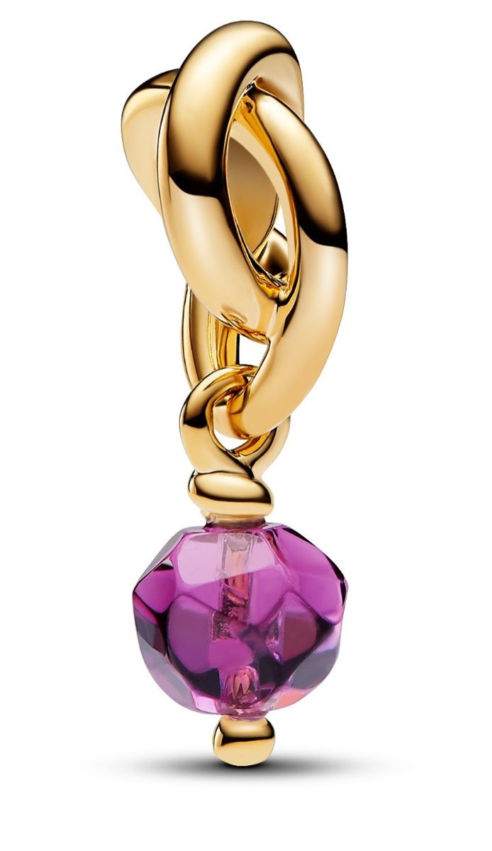 Pandora Moments 14k Gold-plated berlock with sweet grape purple crystal 763462C02