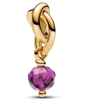 Pandora Moments 14k Gold-plated berlock with sweet grape purple crystal 763462C02
