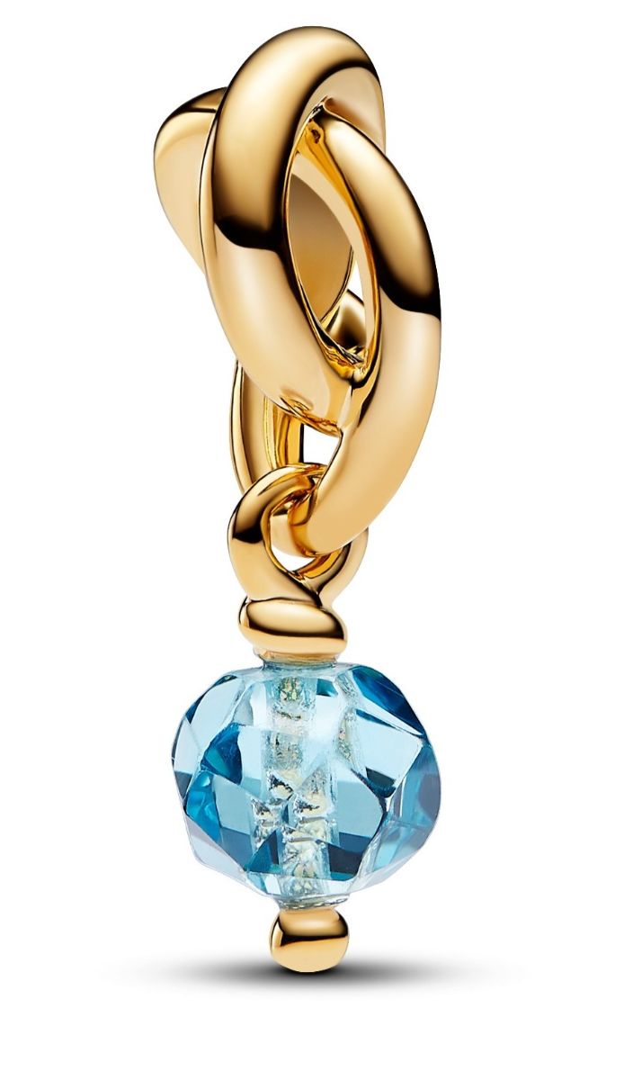 Pandora Moments 14k Gold-plated berlock with sea aqua blue crystal 763462C03