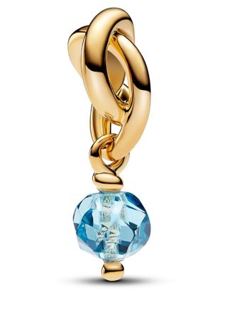 Pandora Moments 14k Gold-plated berlock with sea aqua blue crystal 763462C03