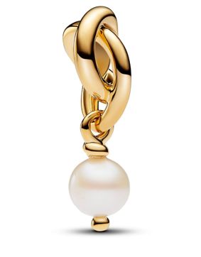 Pandora Moments 14k Gold-plated berlock with treated white freshwater cultured pearl 763462C06