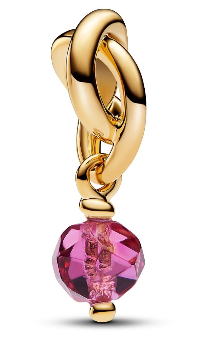Pandora Moments 14k Gold-plated berlock with phlox pink crystal 763462C10