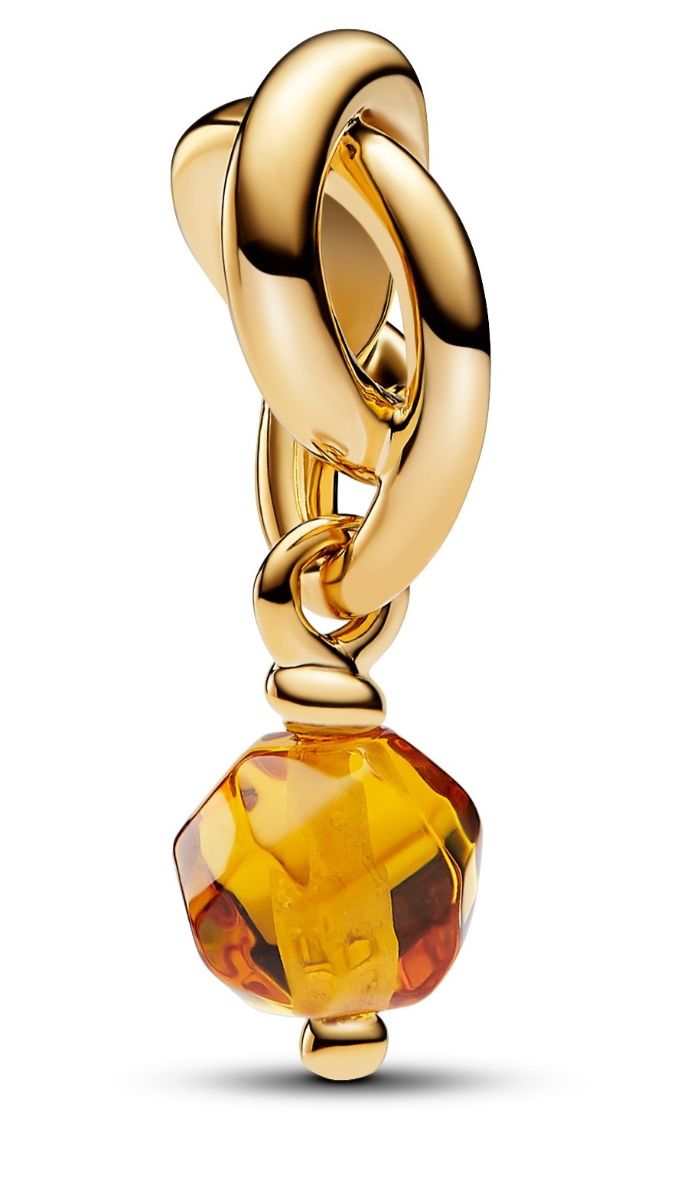 Pandora Moments 14k Gold-plated berlock with honey coloured crystal 763462C11