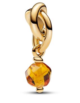 Pandora Moments 14k Gold-plated berlock with honey coloured crystal 763462C11