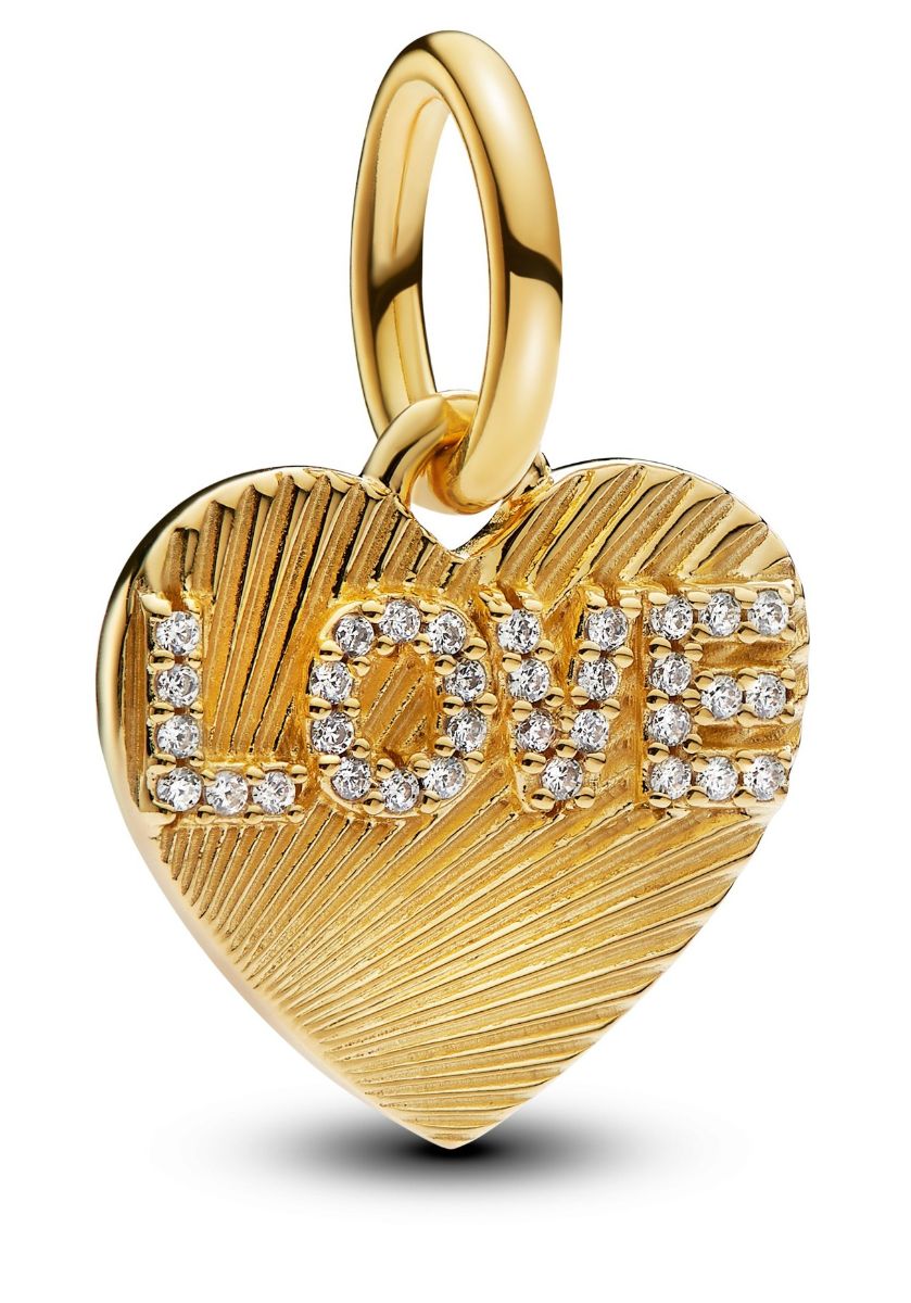 Pandora Moments Love 14k gold plated engravable heart berlock 763604C01