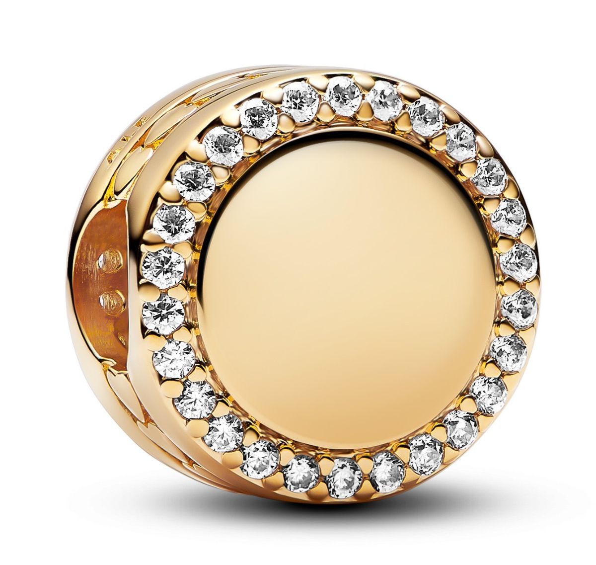 Pandora Moments Engravable 14k gold-plated berlock with clear cubic zirconia 768747C01