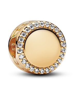 Pandora Moments Engravable 14k gold-plated berlock with clear cubic zirconia 768747C01