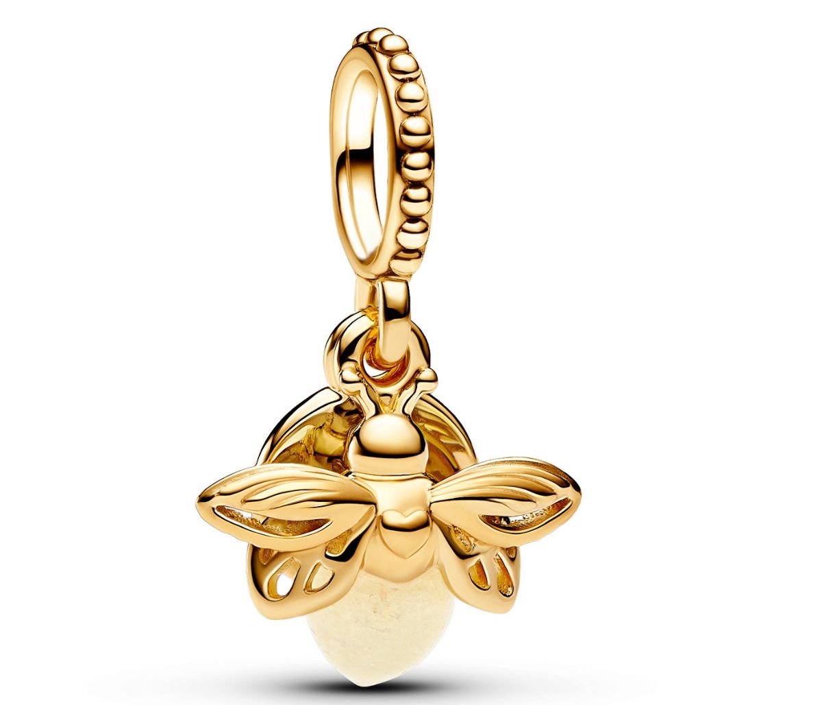 Pandora Moments Glow-in-the-dark Firefly 14k Gold-plated Glass Yellow berlock 769352C01