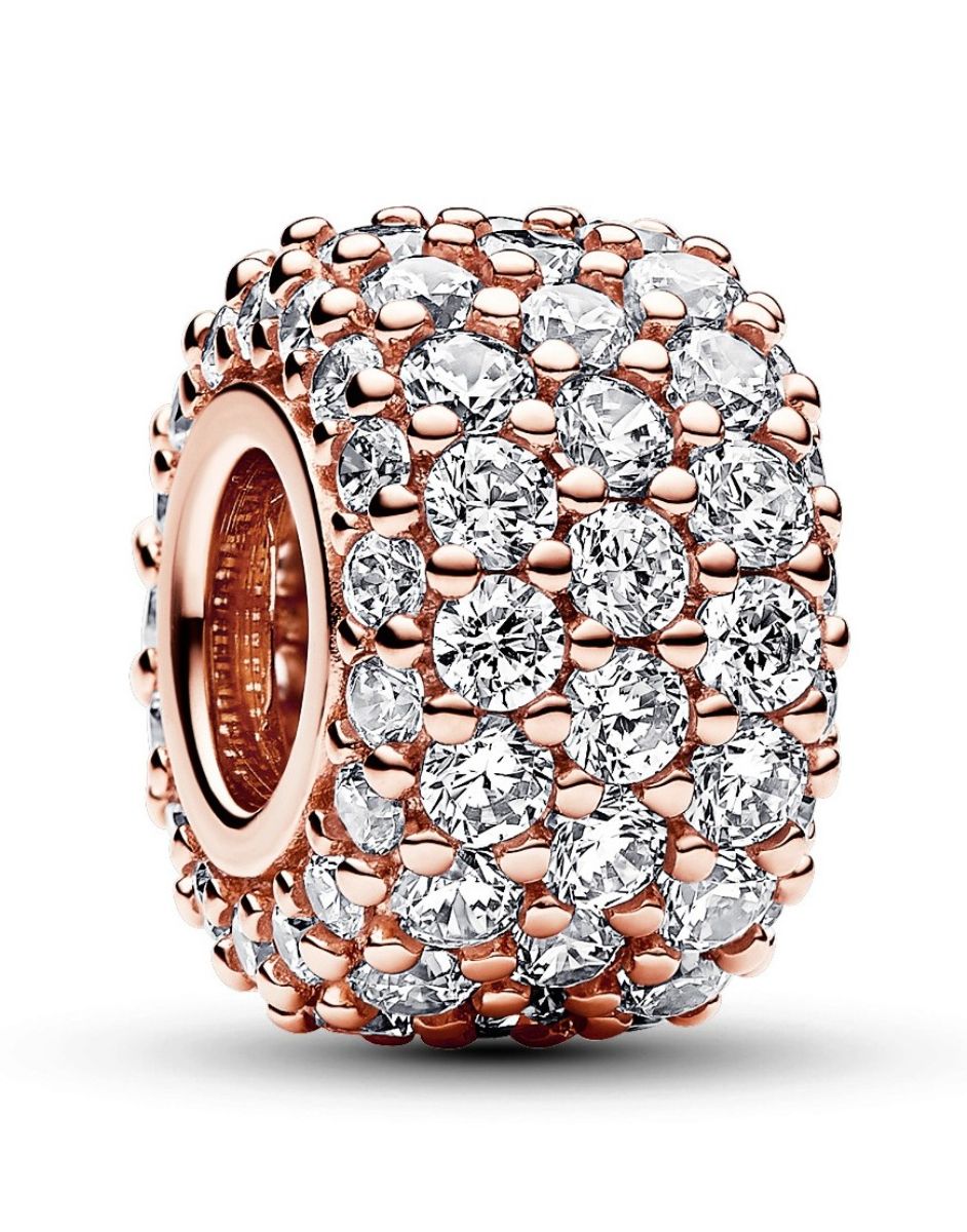Pandora Moments Sparkling Pave Triple-row 14k Rose gold-plated berlock 782820C01